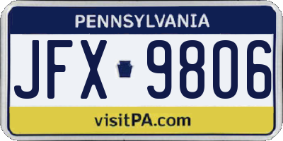 PA license plate JFX9806