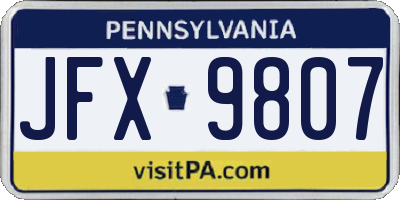 PA license plate JFX9807