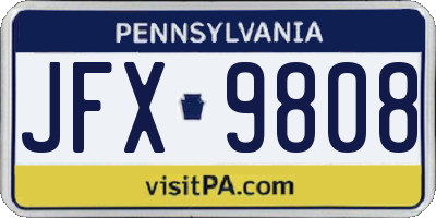 PA license plate JFX9808