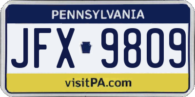 PA license plate JFX9809