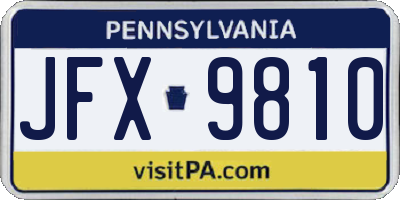 PA license plate JFX9810