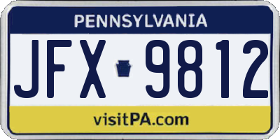 PA license plate JFX9812