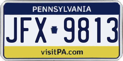 PA license plate JFX9813