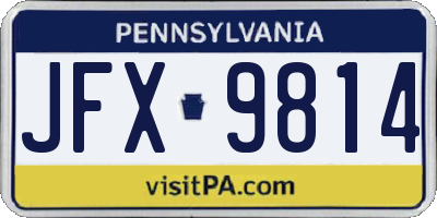 PA license plate JFX9814