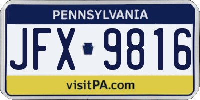 PA license plate JFX9816
