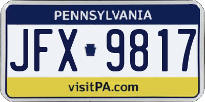 PA license plate JFX9817