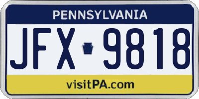PA license plate JFX9818