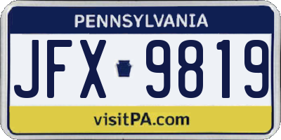 PA license plate JFX9819