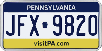 PA license plate JFX9820