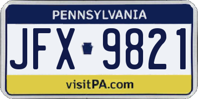 PA license plate JFX9821