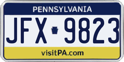 PA license plate JFX9823