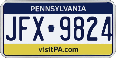 PA license plate JFX9824