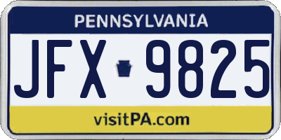 PA license plate JFX9825