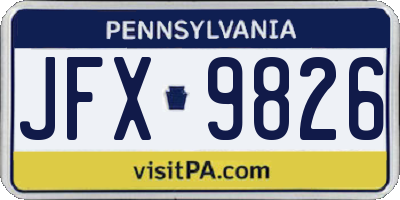 PA license plate JFX9826