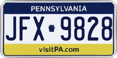 PA license plate JFX9828