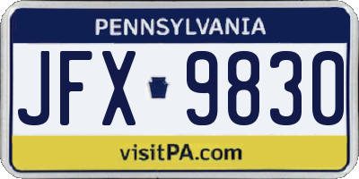 PA license plate JFX9830