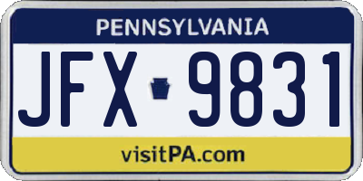 PA license plate JFX9831