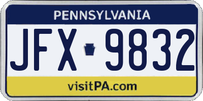 PA license plate JFX9832