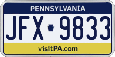 PA license plate JFX9833