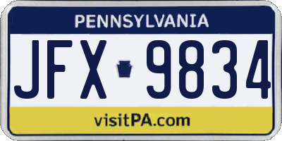 PA license plate JFX9834