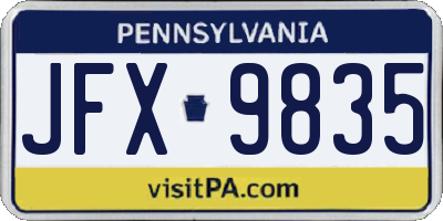 PA license plate JFX9835