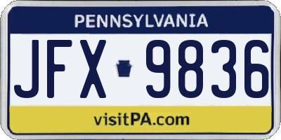 PA license plate JFX9836