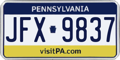 PA license plate JFX9837