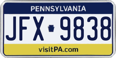 PA license plate JFX9838