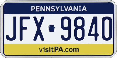 PA license plate JFX9840