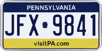 PA license plate JFX9841