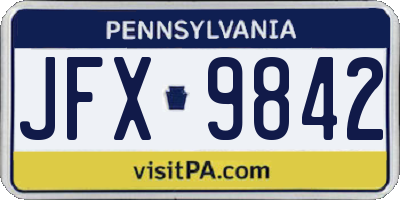 PA license plate JFX9842