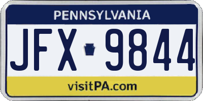 PA license plate JFX9844