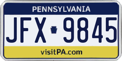 PA license plate JFX9845