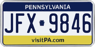 PA license plate JFX9846
