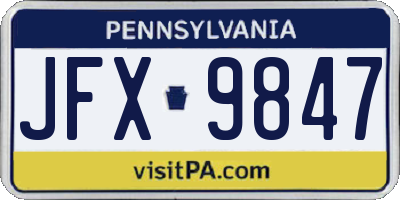 PA license plate JFX9847