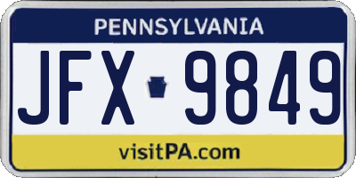 PA license plate JFX9849