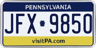 PA license plate JFX9850