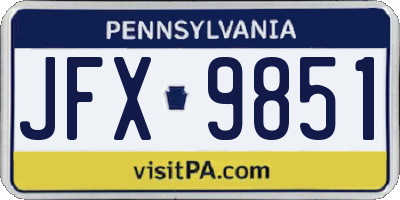 PA license plate JFX9851