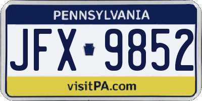 PA license plate JFX9852
