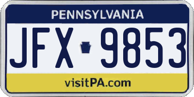 PA license plate JFX9853