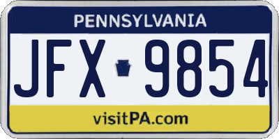 PA license plate JFX9854
