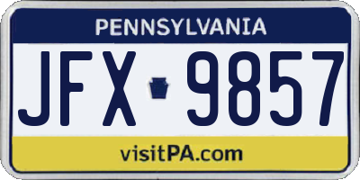 PA license plate JFX9857
