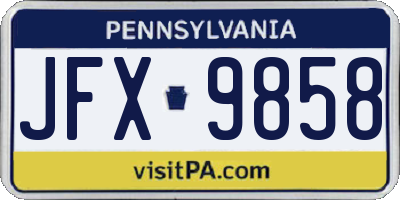 PA license plate JFX9858