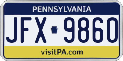 PA license plate JFX9860
