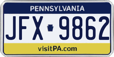 PA license plate JFX9862