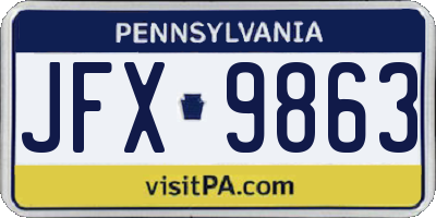 PA license plate JFX9863