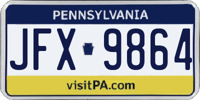 PA license plate JFX9864