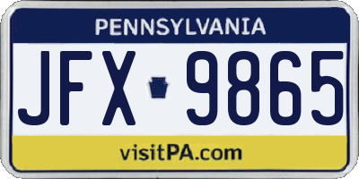 PA license plate JFX9865