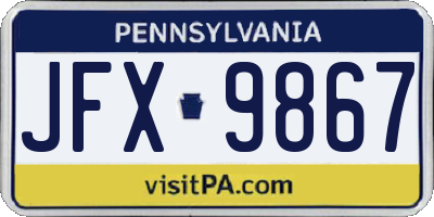 PA license plate JFX9867