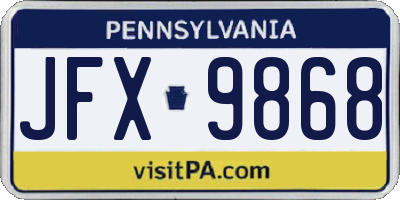 PA license plate JFX9868